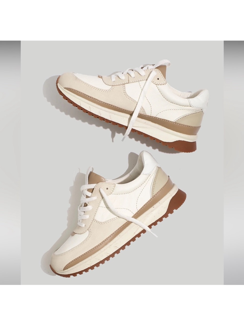 Madewell Cream and Tan Low-Top Sneakers